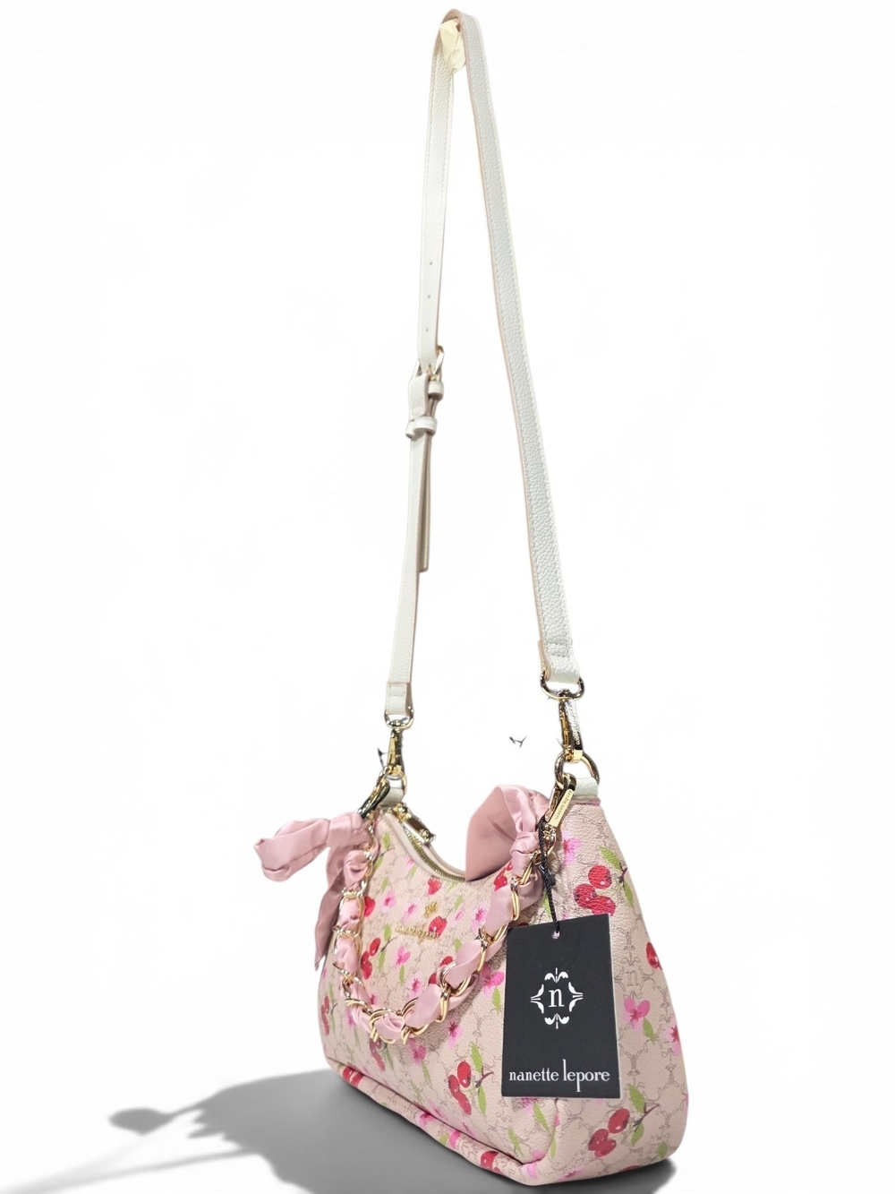Nanette Lepore Pink Cherry-Print Shoulder Bag - Picture 3 of 12